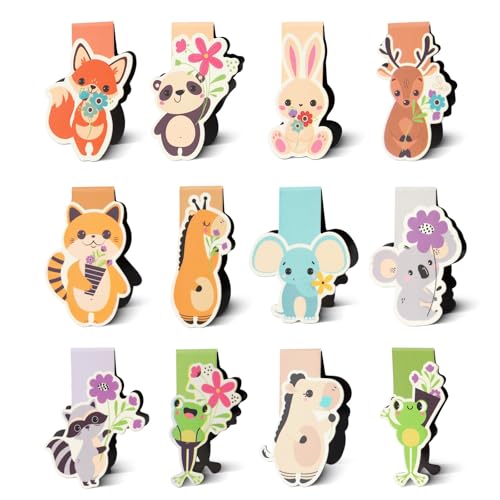 MHwan Lesezeichen Magnetisch, Super süße Tiere mit Blumen,...