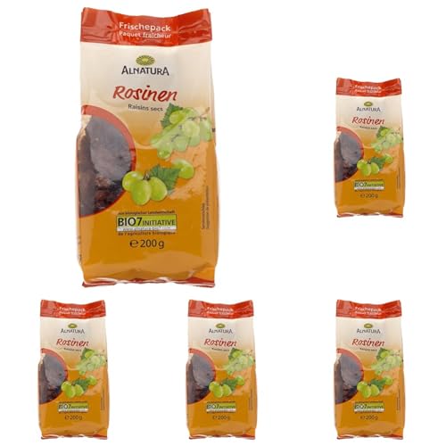 Alnatura Bio Rosinen, 200g (Packung mit 5)