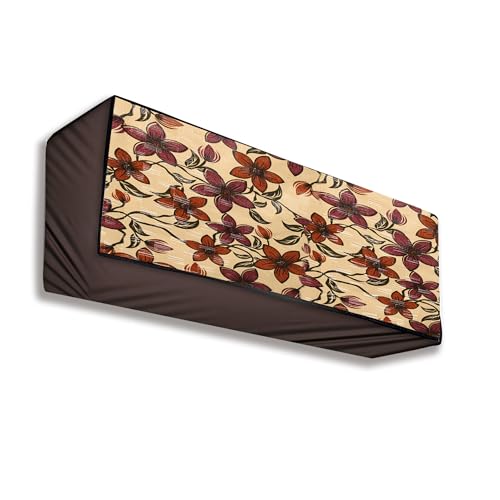 Image of Split AC Cover for 1.5 Ton Indoor Units - Water Resistant & Dustproof Protection (Brown Flower)