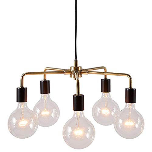 Lustre industriel rivet suspension 5 bras noire laiton 36 po