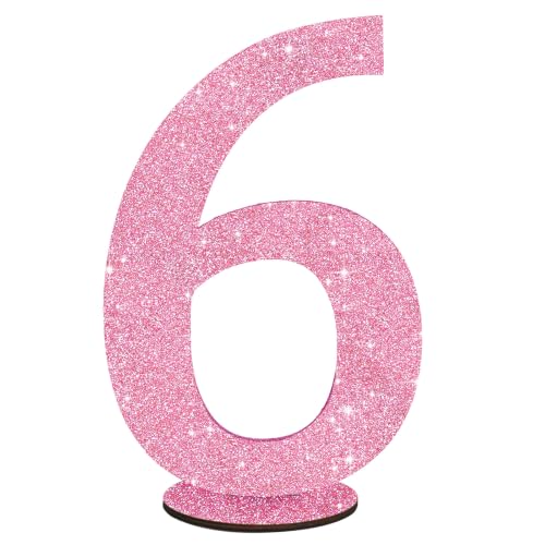 TONIFUL 11.8 Inch Pink Glitter Number Table Centerpieces Pink Digital 6