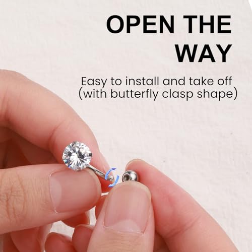 Wssxc 14G Hypoallergenic Surgical Steel Belly Button Ring Cubic Zirconia Belly Button Barbs Body Piercing Set 7Pcs3