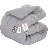 Keusnix 掛け布団 ダブル 冬 かけ布団 冬用掛けふとん 軽くてあったか【体にフィットする・特有專利取得キルト】掛けふとん ピーチスキン加工 柔らかな肌触り 通気 保温 洗える 布団 Ag+銀イオン抗菌素材 SEK認証 抗菌防臭·防ダニ 増量タイプ ほこりが出にくい（190X210cm ダックグレー）