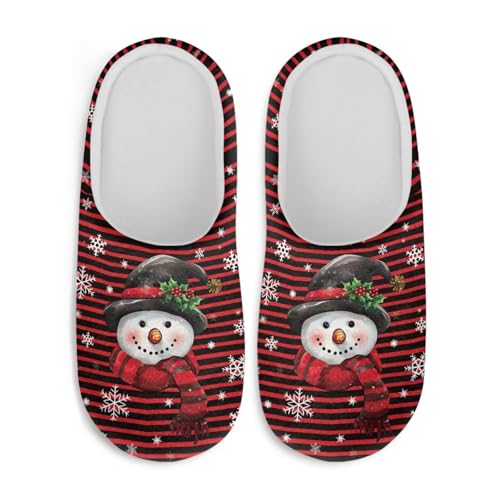 Christmas Theme Soft Plush Cozy House Slippers for Women Men Slip-on Flannel Slippers2