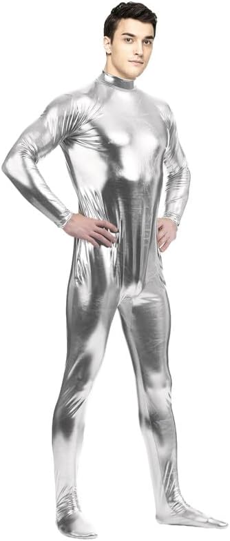 Men's and Women's Metallic Bodysuit Tight-fitting Shiny Unitard Stretchy Halloween Costume