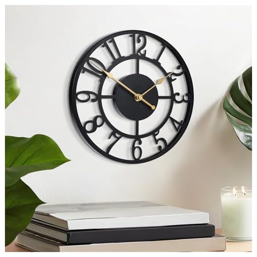 LEIKE Arabic Numeral Wall Clock 10IN Battery Operated Black, Silent Non Ticking, Wall Clocks for Living Room Decor, Small Classic for School, Office, Home, Kitchen, Bedroom