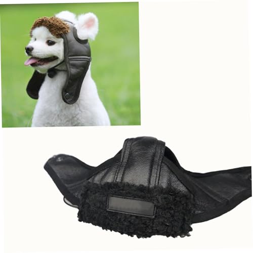 minkissy Fliegermütze Für Haustiere Verstellbare Pilotenmütze Schwarz XL Perfektes Kostüm Für Hunde Und Katzen Für Partys Fotoshootings Und Besondere Anlässe