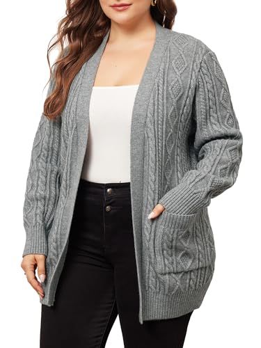 Image of Agnes Orinda Cardigan Sweaters for Women 2025 Plus Size Lightweight Long Sleeve Open Front Sweaters with Pockets
