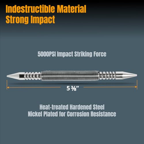 POWERTEC Conjunto de unhas de cabeça dupla, sem martelo, conjunto de unhas com mola de 1/81.3 cm e 1