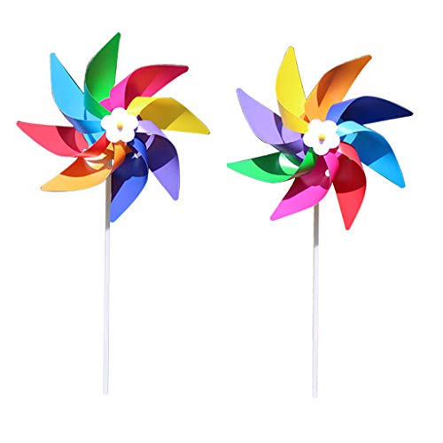 Fuwahahah Plastic Colorful Windmill Wind Spinner Kids Toy Lawn Garden Yard Party Decor Outdoor Handmade