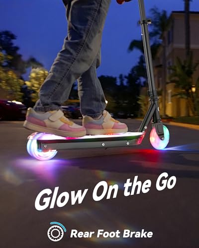 image for Gyroor Kids Electric Scooter with LED Lights – 2-Level Adjustable Ha