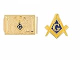 GuDeKe Mason Masonic Money Clip and Lapel Pin Set Gold for Backpacks Jacket