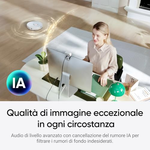 Link 2C Pack Standard Bianco Artico - Webcam 4K per PC/Mac, Sensore da 1/2", Auto inquadratura, HDR, Mic di cancellazione del rumore IA, Controllo gestuale per lo streaming, Videochiamate - Webcam - Immagine 2