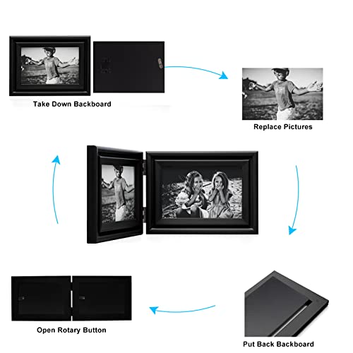Wisadd Vertical & Horizontal 5X7 Picture Frames Double Hinged Wood Folding Photo Frames With Real Glass Front Fit For Desktop Or Tabletop Display Pictures 4X6 With Mat Or 5X7 Without Mat, Black Xhei-V57-H75 #TOP7
