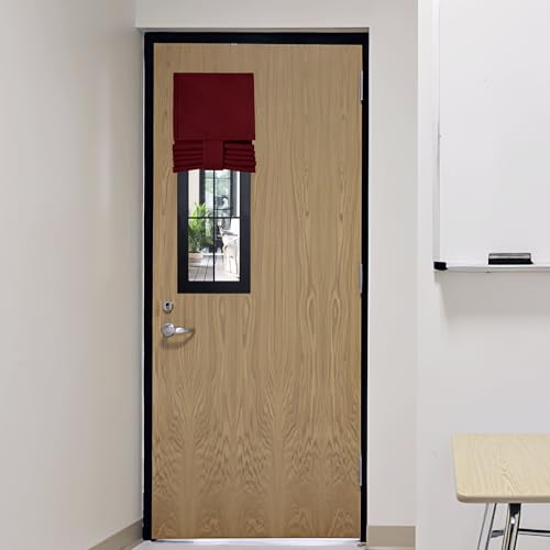 Image of RYB HOME Classroom Door Window Cover, Blackout Shades for Classroom Windows and Doors Cover Lockdown Shades, Room Darkening Design Blocks Views, W 8 x L 36, 1 Panel, Burgundy Red
