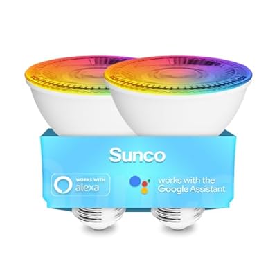 Sunco Lighting Smart WiFi LED Light Bulbs PAR20 Dimmable LED Smart Bulb, Color Changing RGBCW, 5W, Outdoor Flood Light, Compatible with Amazon Alexa & Google Assistant - No Hub Required 2 Pack