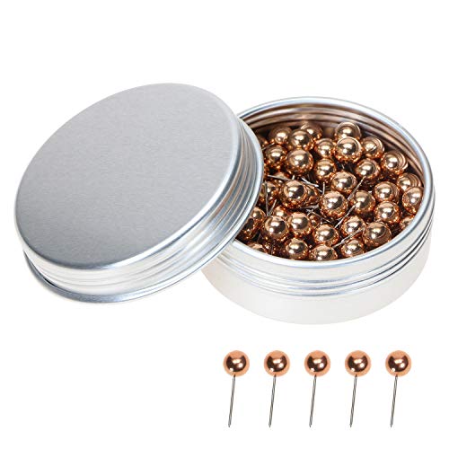Tupalizy 100Pcs 1/4 Inch Small Round Head Map Tacks Pins For Home Office Bulletin Cork Board Use And Diy Craft Project (Rose Gold) #TOP17