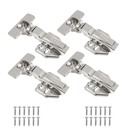 Image of VOLO 2D Soft Close Cabinet Hinges for Furniture, Wardrobes, Doors, and Storage Units | Mild Steel | 1 Year Manufacturer Warranty | (8 Crank | Half Overlay, 4 Pieces (2 Set))