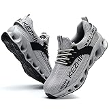 Kezhiho Steel Toe Shoes for Men Lightweight Comfortable Breathable Work Shoes Puncture Proof Slip Resistant Fashion Sneakers Indestructible Construction Industrial Safety Shoes (KZHUS-D0190340.5)