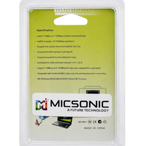 Image of USB 2.0 to Ethernet Adapter, RJ45 LAN Network Adapter, 10 /100Mbps, Plug & Play for Laptop, PC, Windows, Mac OS