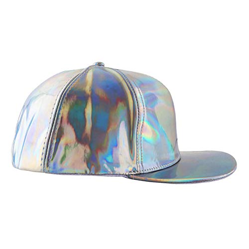 Faleto Adjustable Shiny Holographic Baseball Cap Rainbow Reflective Hip Hop Rave Hat Metallic Casual Cap #TOP7