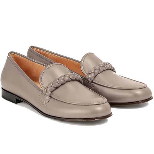 Image of MOOMMO Women Comfortable Suede Loafer Flats Round Closed Toe Slip On Penny Loafers Knitted Strap Oxford Loafer Shoes for Office Ladies Work Daily Casual Club Driver Flats Spring Elegant 4-11 M US