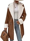 manteau long marron femme Long manteau d'hiver, veste polaire décontractée, long manteau en peluche élégant, manteau à manches longues élégant, long manteau chaud et doux, adapté au printemps, à l'automne et à l'hiver