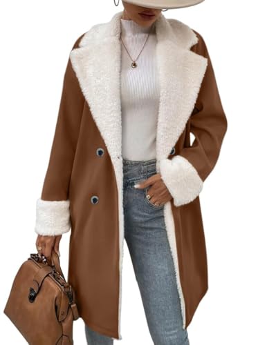 Manteau long hiver femme chaud en polaire peluche élégant