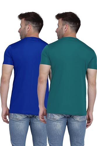 Image of TQH Men Dri Fit Polyester Half Sleeve Round Neck Multicolor t Shirts - Combo Set of 2