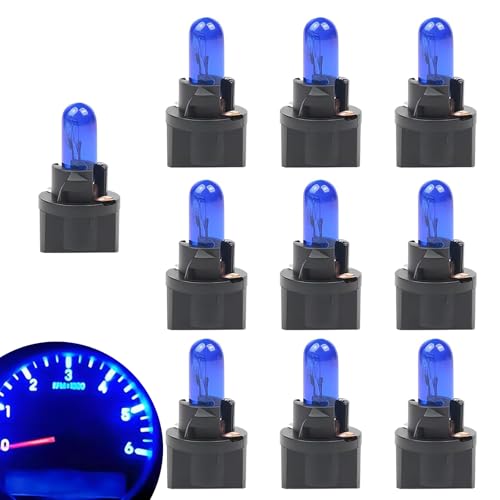 Nomocale 10 PCS Car T5 Instrument Light, 12V 1.2W Single-filament Halogen Light Air Conditioning Indicator Light, Plug and Play Stable Performance Brake Light, Universal for Most Cars (Blue)