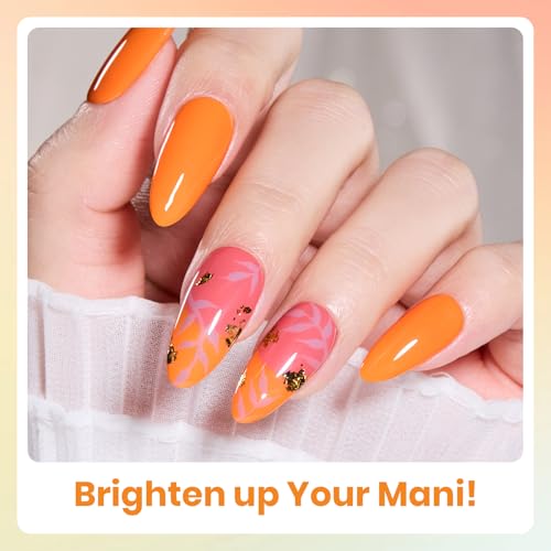 Image of Beetles Orange Gel Polish Set - Hotel California Collection, Blue Gel Polish Dusty Orange Summer Colors Nail Art Manicure Kit Soak Off Uv LED Gel Gift for Girl Women | Orange, blue, and purple gel colors support fall nail art and salon-style DIY manicures; soak off after UV /LED curing.