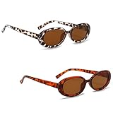 Vxcbad 2 Stück Sonnenbrille Damen Sunglasses Vintage Koreanischer Retro-Stil, Sunglasses Woman,für den Täglichen Ausflug Kompatibel mit Verschiedenen Kleidungsstilen (Leopardenmuster)