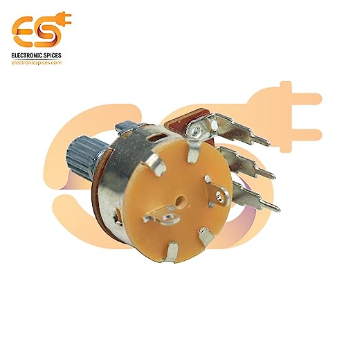 Image of Electronic Spices B10K Split Rotary potentiometer round shaft handle 3 pin
