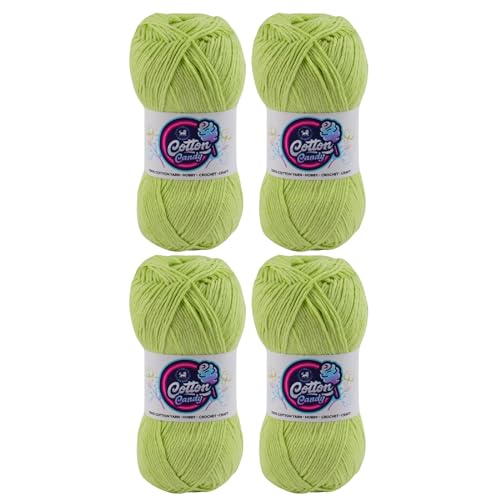 Image of NESTNHAVEN Cotton Candy 100% Cotton Yarn - (100g, 185 Meters) - Luxury Yarn for Crochet, Amigurumi, Embroidery, Toys, Garments, Flowers and Hobby, Projects. (Parrot Green) | (400 Gm)