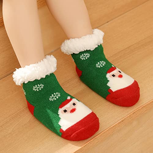 Kids Women Christmas Floor Socks Girls Santa Calf Socks Xmas Party Slipper Socks Cute Fleece Long Socks Non-Slip Family Socks3