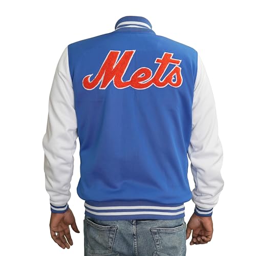 Men's Varsity NY Letterman Mets Basketball Bomber Jacket - Vintage Fleece Jacket with Embroidery Patches.4