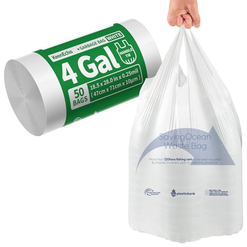 Small Trash Bags with Handles 4 Gallon (50 Count)