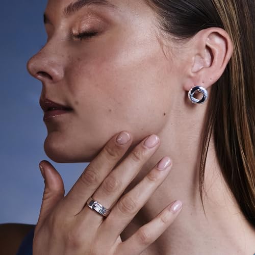 Bague fiançailles argent 925 rhodié structure ondulée cadeau idéal