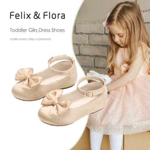 Image of Felix & Flora Toddler Flower Girl Dress Shoes - Baby Girl Ballet Mary Jane Flats for Party School Wedding