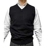 [Naturale] カシミヤ100％ メンズ Vネックベスト 紳士用 【品質検査済】【手洗い可能】【百貨店品質】【神戸天然素材】011812 防寒 あったか ギフト プレゼント クリスマス 誕生日 (JP, アルファベット, M, ブラック)