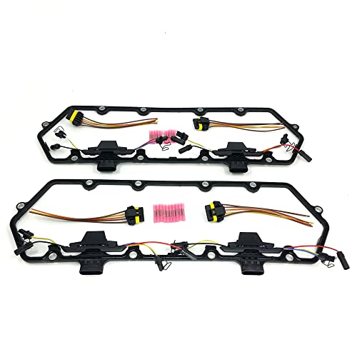 Image of Partsflow 2 x Gasket Included With Integrate Fuel Injector Fuel Injector Harnesses +4 x External Pigtails + 8 x Premium Glow Plugs For Ford 7.3l Turbo Diesel OE#615-202, 80044 61G GP110 DRX00057,T444E