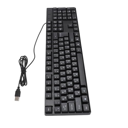 Clavier Azerty dla Języka Rosyjskiego K1800 Klawiatura Mniejszościowa – 104 Klawisze Przewodowa Klawiatura do Gier i Komputera USB z Kablem o Długości 4,9 Stopy do Ergonomicznego