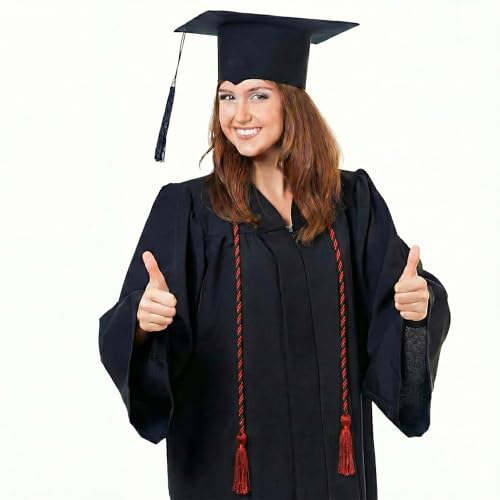 Image of Graduation Honor Cord 68 inch Grad Braided Honor Cords with Tassel Honor Rope Grad Cords for Graduation Students Bachelor Master Doctoral Gown Grad Decor (Red and Black)