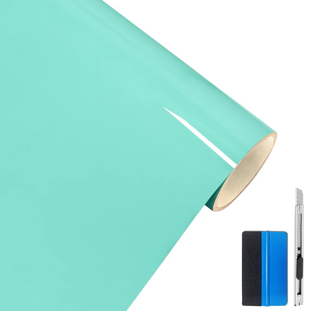 LZLRUN High Gloss Lake Blue Vinyl Realistic Paint Car Wrap Film 2" x 30ft