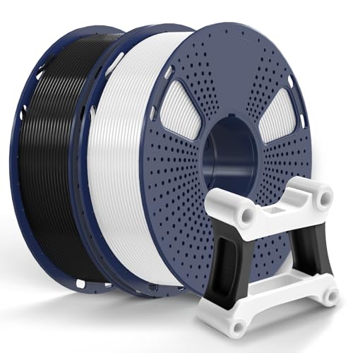 Image of PETG Filament 1.75mm - 2kg(4.4lbs) Elite 3D Printer Filament, 1.75mm Dimensional Accuracy + /- 0.02mm, Black + White Bundle