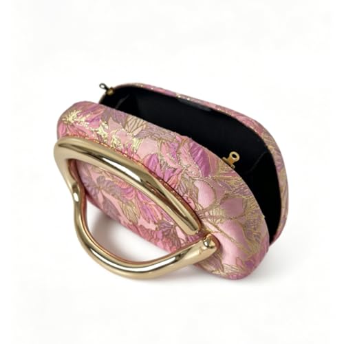 Image of Acrylic Clutch Purse for Women Classic Round Acrylic Evening Handbag Vintage Metal Handlebars Bag for Wedding Party Prom