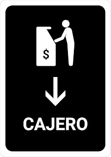 ATM with Down Arrow Black Spanish Portrait - Wall Sign Spanish Signs 8x12 Metal Sign Danger Warning Man Cave Yard Indoor Or Outdoor