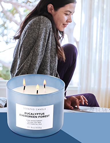 T&H EEF3W01 Eucalyptus Evergreen Forest Luxury 3 Wick Winter Pine Candle thumb #6