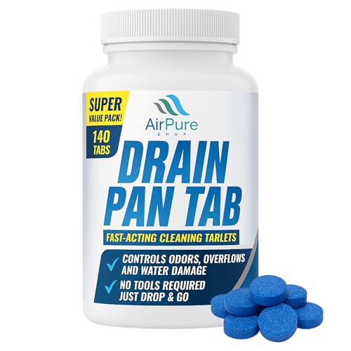 Air Pure Drain Pan Tabs - 140 Flow Treatment Tablets for HVAC & AC Condensate Pan Treatment | Prevents Overflow, Cleans Drain Lines, & Eliminates Odors