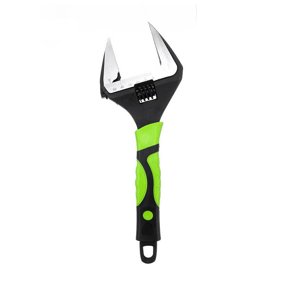 Ebilun Green Adjustable Extra Wide Jaw Wrench 6" 8" 10" 12" Heavy Duty 0-60Mm Opening Spanner (12" Fit 0-60Mm)